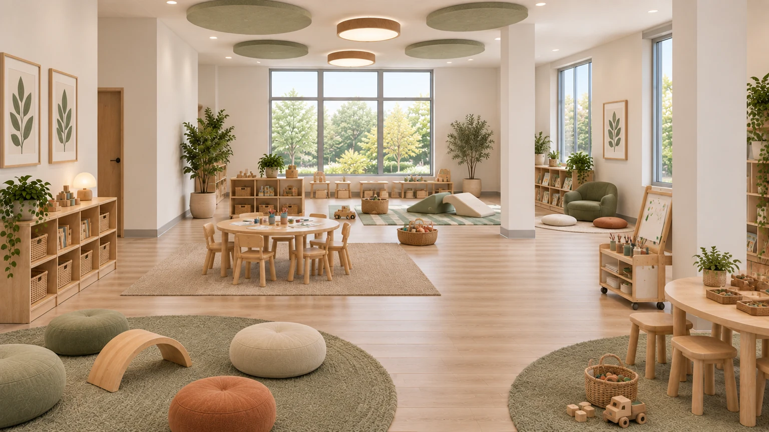 Proposed flexible care & activity · 201 with coordinated light oak, sage and warm-white finishes.