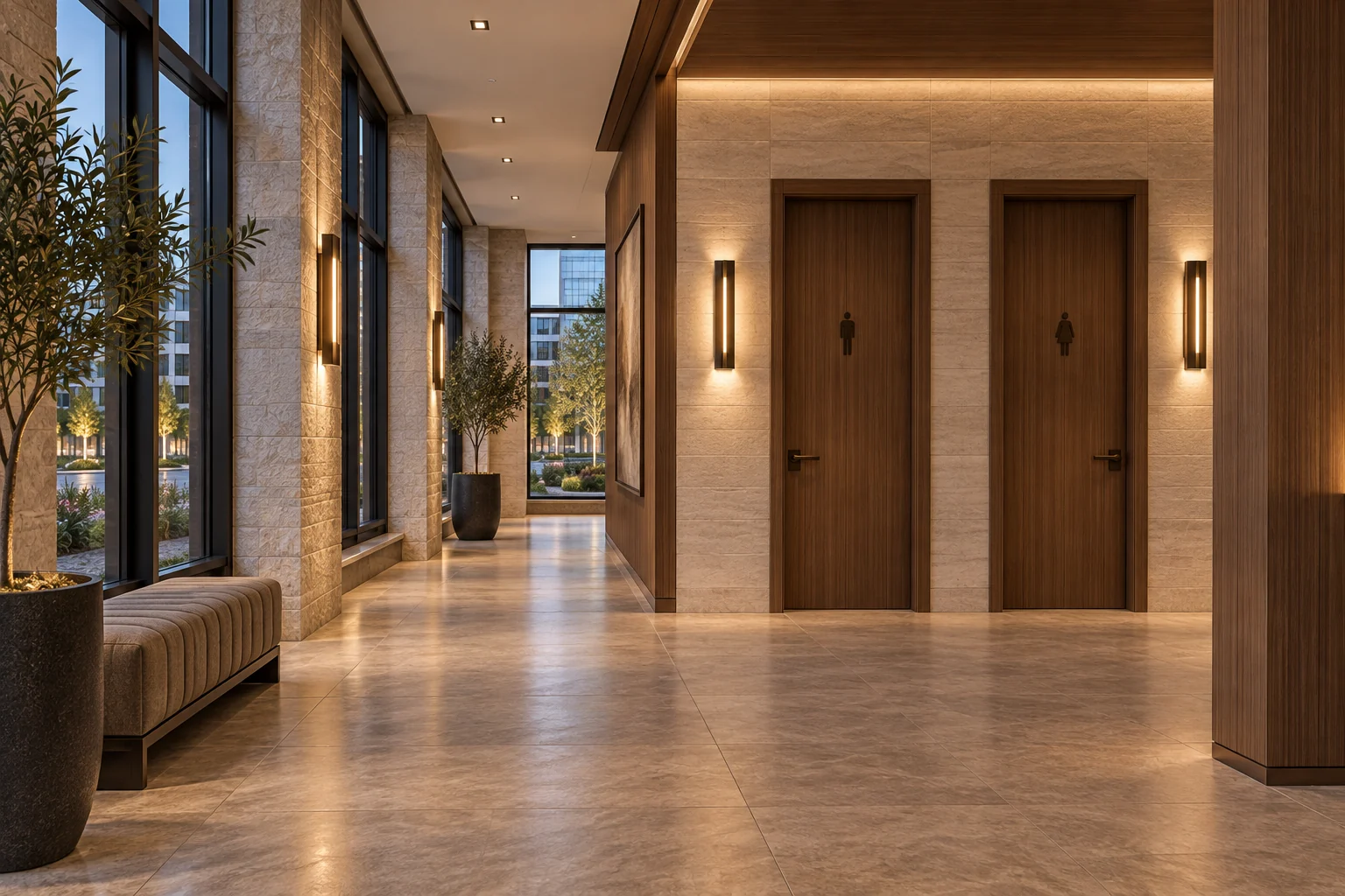 Proposed luxury office concept: shared restrooms + circulation at 4474.
