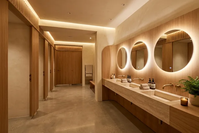 Shared restrooms + circulation