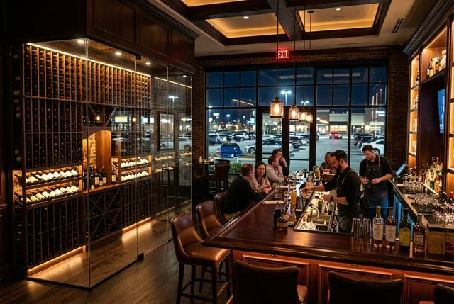 Bar, lounge + wine display
