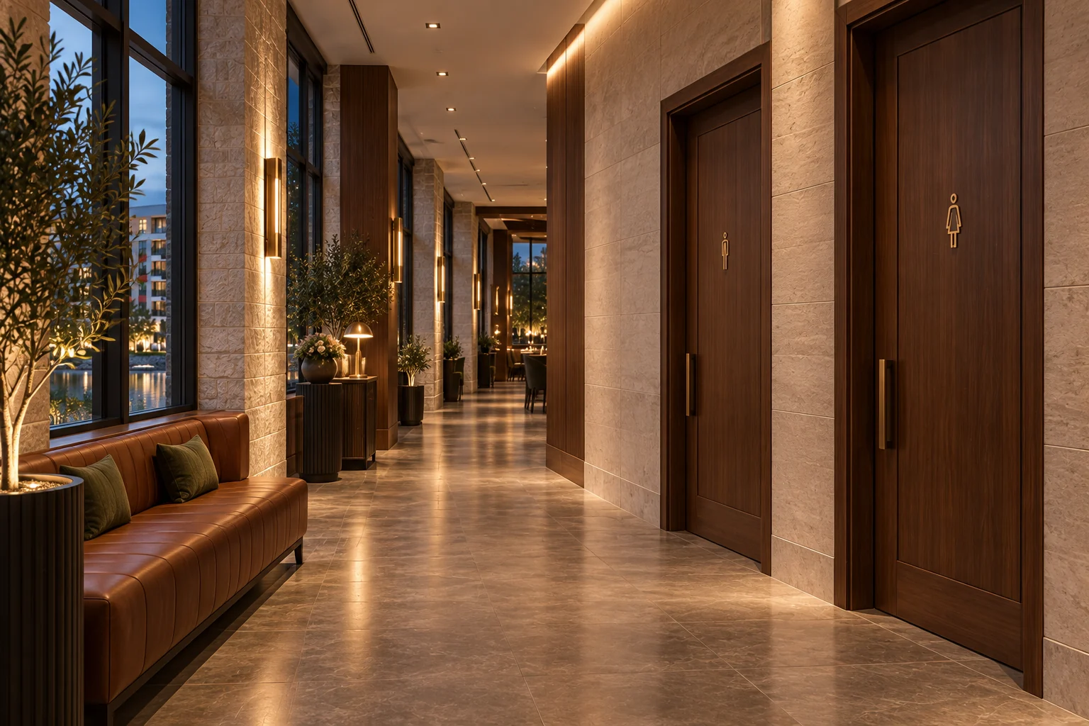 Proposed 45th steakhouse concept: shared restrooms + circulation at 4474.
